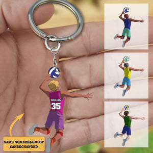 Volleyball Keychain Male Attack - Personalized Christmas Acrylic Keychain