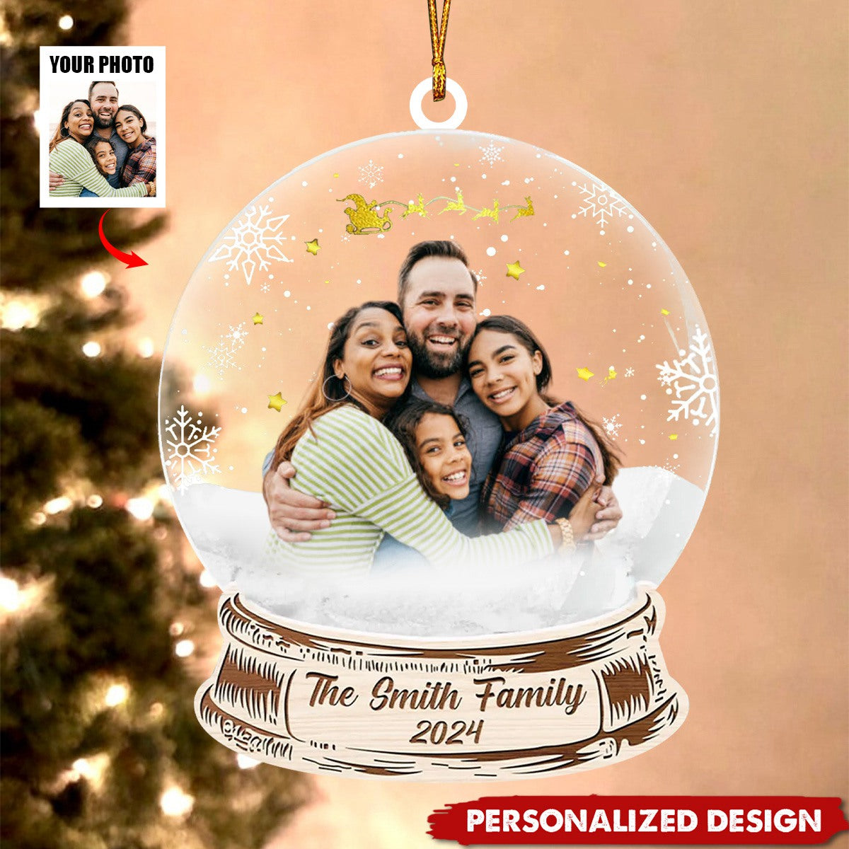 Personalized Custom Photo Family 2024 Christmas Acrylic Ornament