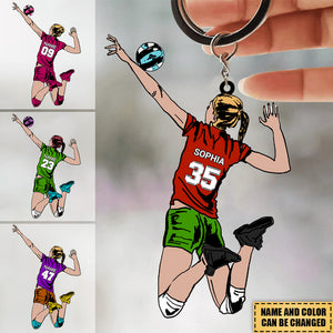 Personalized Attacking Volleyball Player Christmas Acrylic Keychain