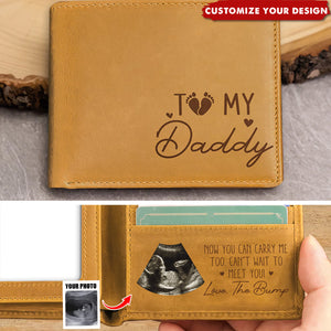Now You Can Carry Me Too From The Bump - Personalized Leather Wallet