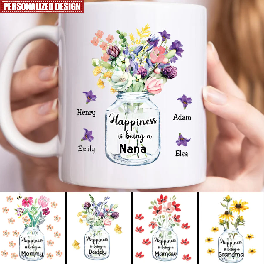 Family - Happiness Is Being A Nana - Personalized Mug