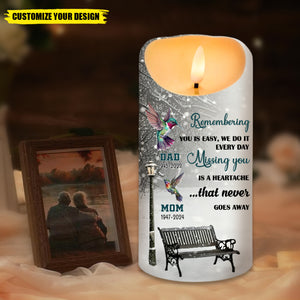 Remembering You Is Easy Missing You Is A Heartache - Personalized Memorial LED Candle