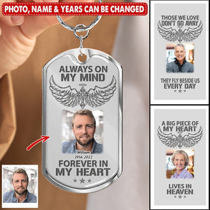 Upload Photo Family Loss Angel Wings Memorial Gift Personalized Keychain