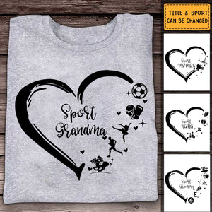 Grandma Heart - Personalized Custom T-Shirt For Sport Grandma