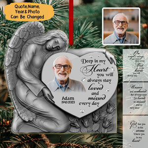 Deep In My Heart You Will Always Stay Loved And Missed Every Day Personalized Angel Heart Acrylic Ornament