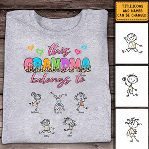 This Grandma Mom Colorful Half Leopard Drawing Personalized T-Shirt