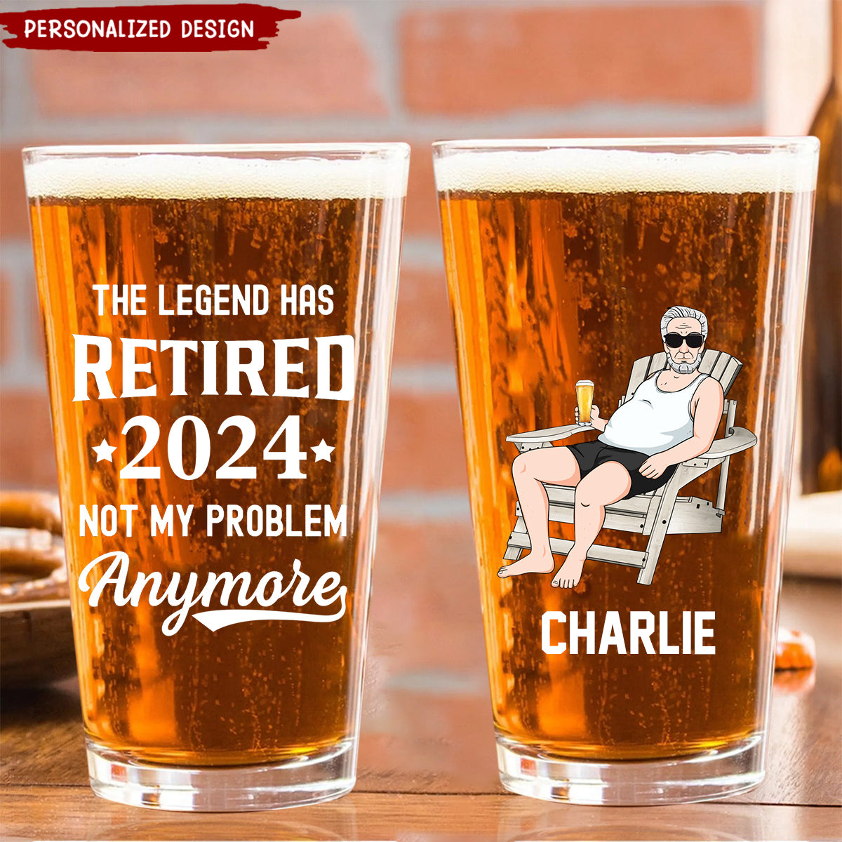 The Legend Has Retired Retirement Gift - Personalized Beer Glass