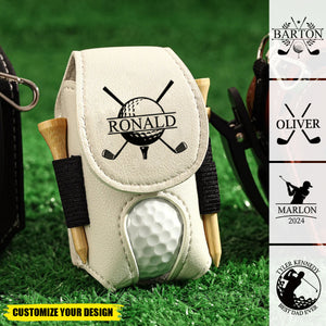 Personalized Stylish Pouch Leather Golf Ball Bag - Gift For Golf Lovers