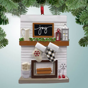 Christmas Fireplace Mantel Family Stocking Ornament