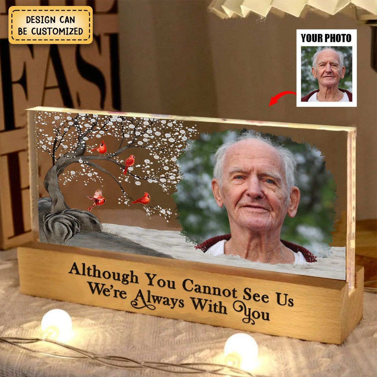 Custom Photo I'm Always With You Family Memorial - Personalized Rectangle LED Light