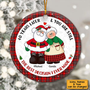 Gift For Couple Mr & Mrs Claus Circle Ornament