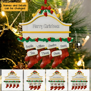 Personalized Family Gift Engraved Names Red Stockings Christmas Ornament For Family