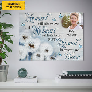 Personalized Gifts Memorial Photo Gifts My mind still talks to you Dandelion and Butterflies Wall Art Decor canvas