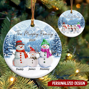 Personalized Christmas Gift For Family Snowman Ornament