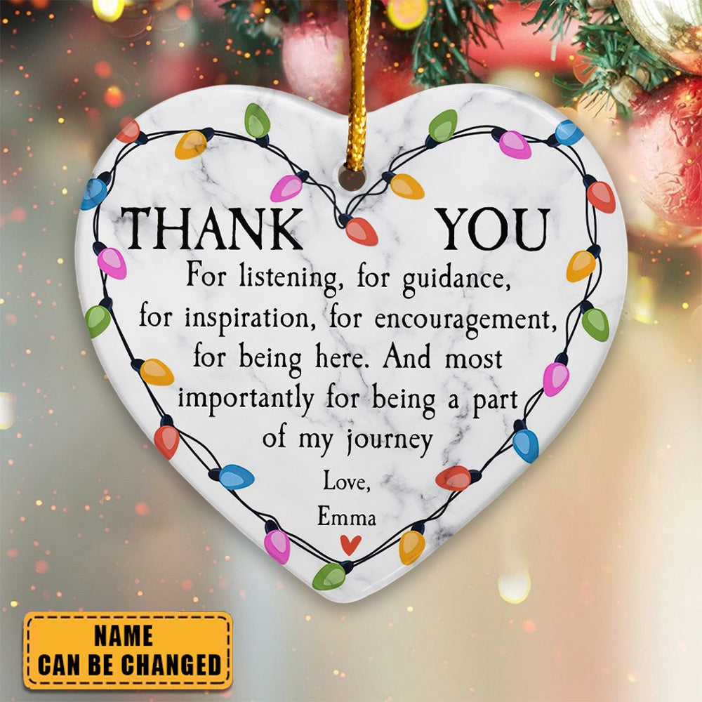 Thank You For Being A Part Of My Journey - Personalized Ceramic Ornament