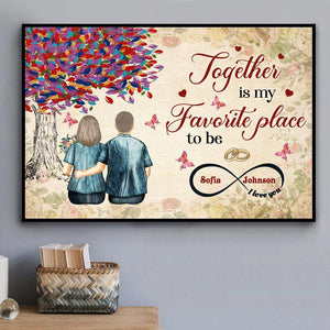 Together Is My Favorite Place To Be Couple Personalized Poster, Valentine Gift for Couples, Husband, Wife, Parents, Lovers