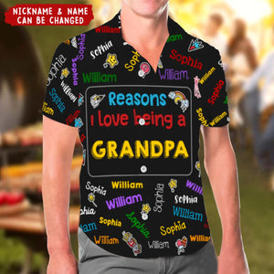 Gift for Grandpa Kids Name Word Art Hawaiian Shirt