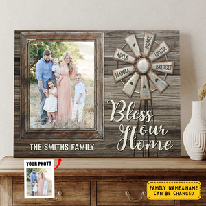 Personalized Canvas Prints, Custom Photo, Anniversary Gift, Gift For Family, Family Love Gifts, Bless Our Home Dem Canvas