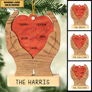 Christmas Gift For Family Heart - Personalized Wood Ornament