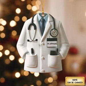 Personalized Doctor Blouse Shaped Ornament,Medical Worker Christmas Ornament