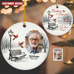 Memorial Christmas In Heaven - Personalized Two-Sided Ceramic Photo Ornament