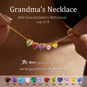 Personalized Grandma Mom 1-8 Family Birthstones Necklace