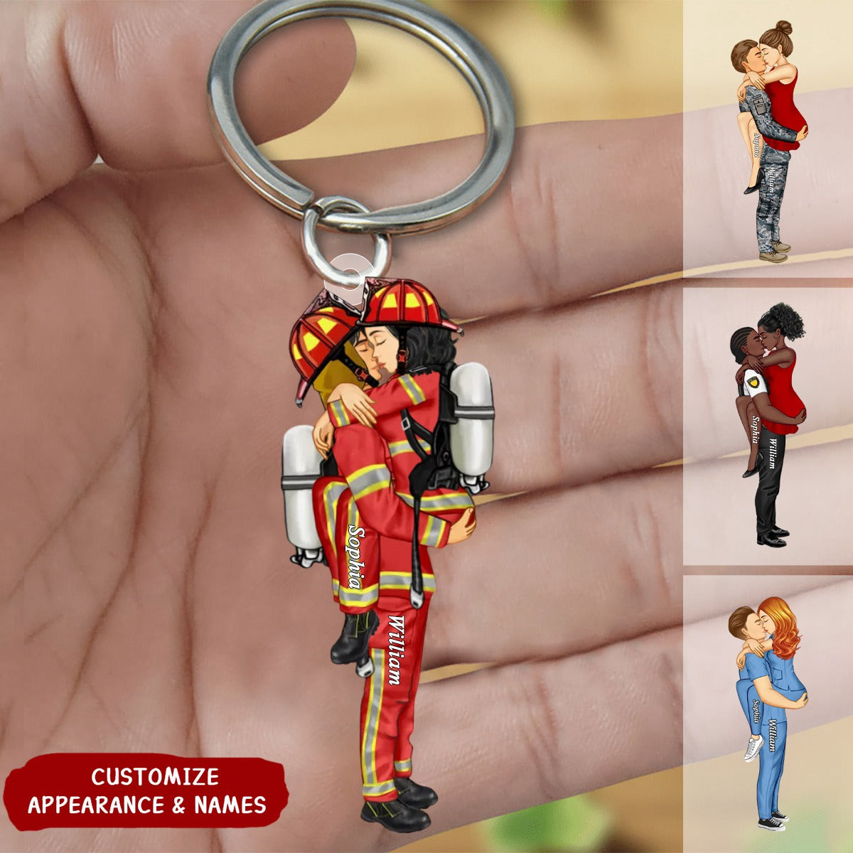 Personalized Gifts by Occupation Couple Portrait Keychain