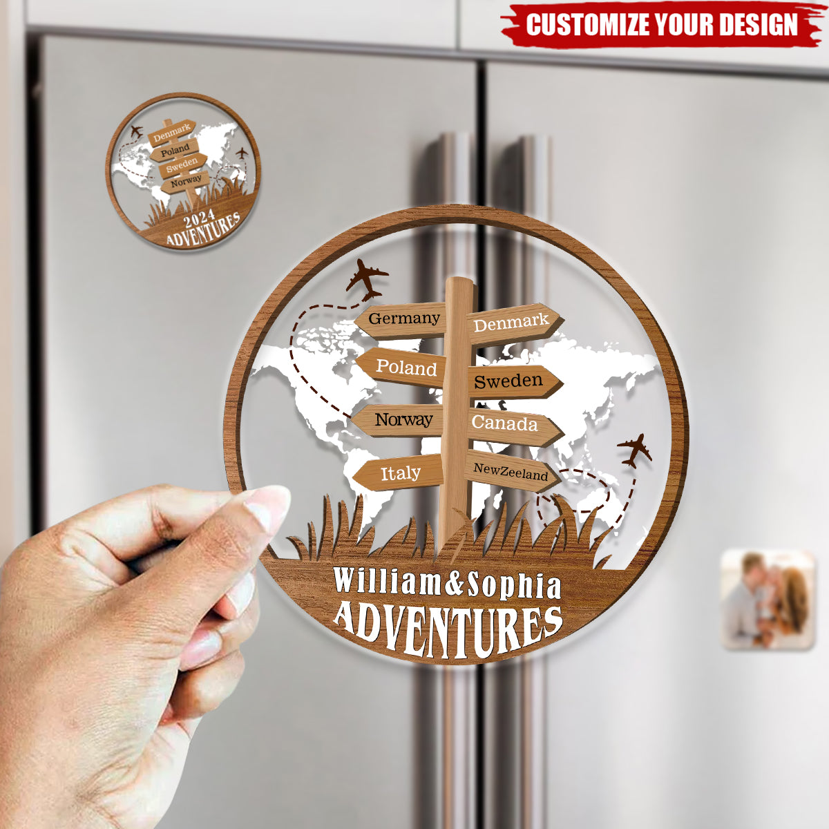 Personalized 2-Layer 3D Travel Adventure Custom Traveling Destination Fridge Magnet