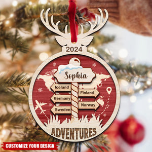 My Adventure-Personalized Elk-Shaped Double-Layer Ornament A Gift For Traveler