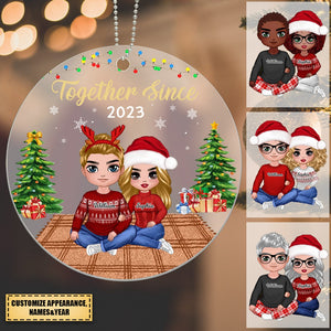 Doll Couple Sitting In House Personalized Acrylic Ornament