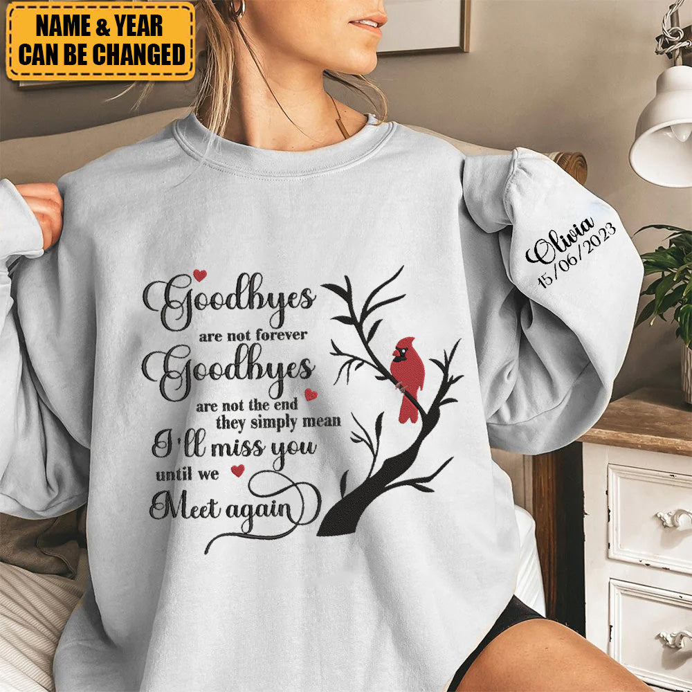 Embroidered Cardinal In Loving Memory Personalized Sweatshirt With Name