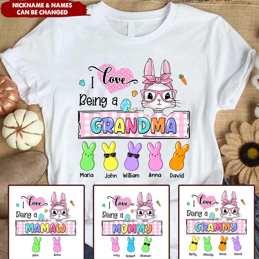 I Love Being A Grandma - Personalized Easter Bunny T-Shirt