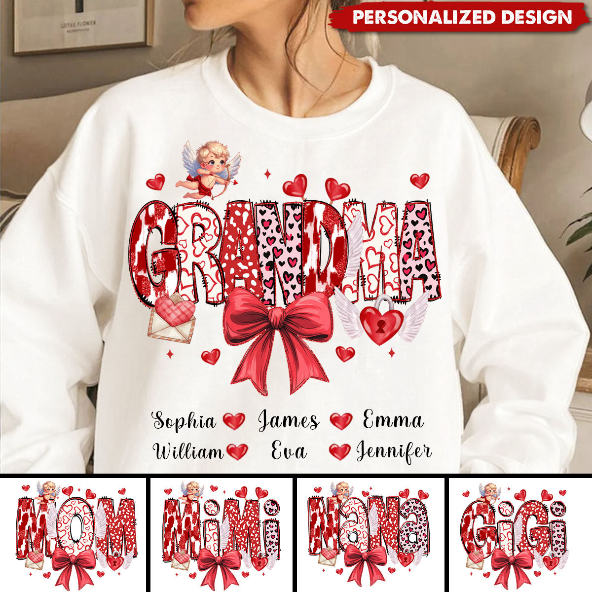 Personalized Cute Bow Sweater-A Gift For Grandma/NaNa