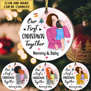 Gift For Baby Our First Christmas Together Mommy & Baby Circle Ornament