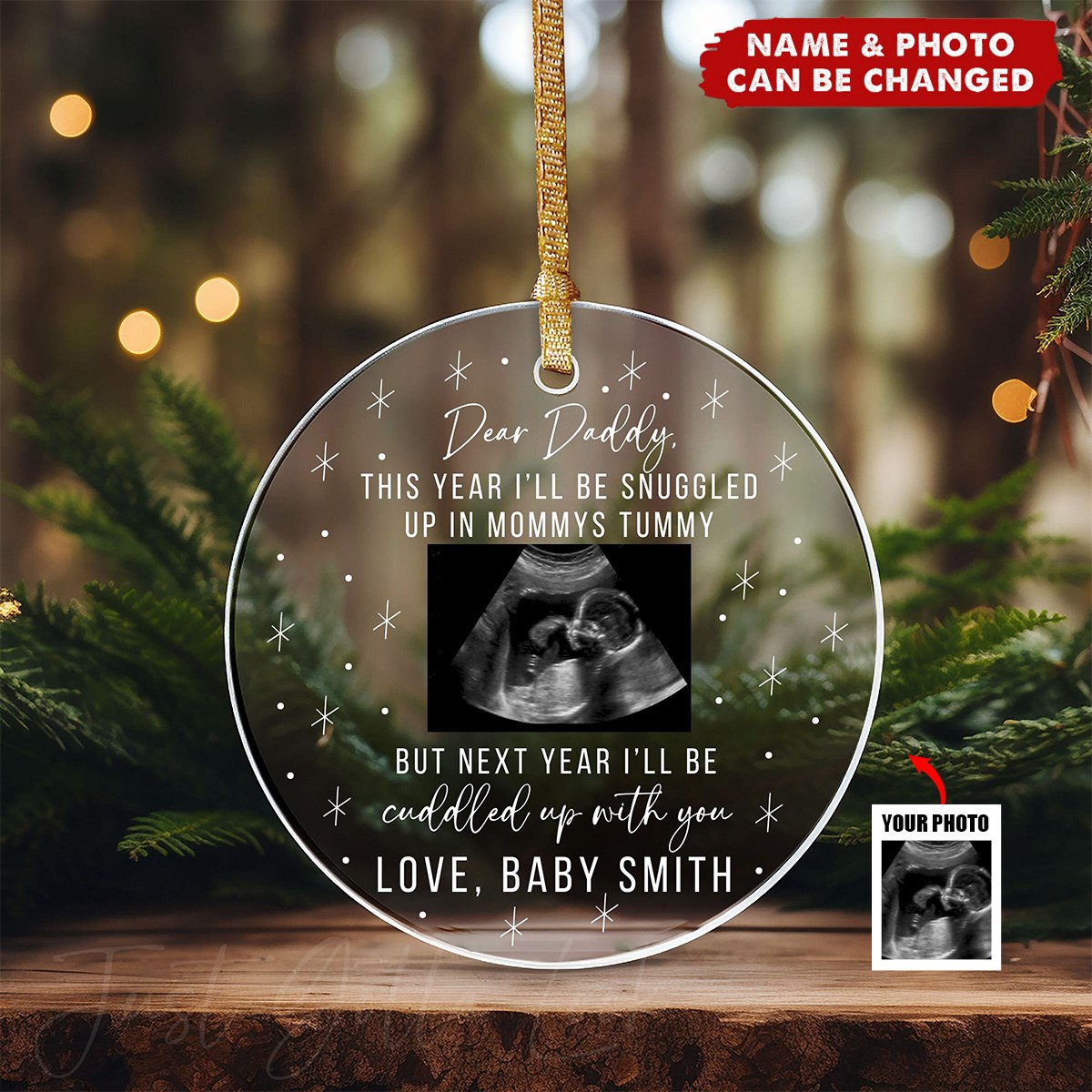 New Dad Gift From The Bump - Personalized Christmas Acrylic Ornament