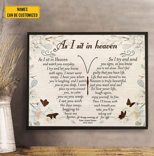 Personalized Canvas Butterfly memorial Canvas Wall Art, As I Sit In Heaven - Remembrance Gifts