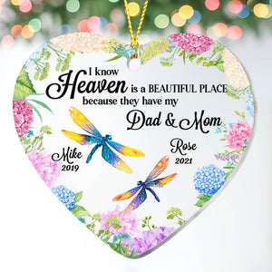 Personalized Memo Dragonfly Heaven Is A Beautiful Place Ornament Heart Ornament