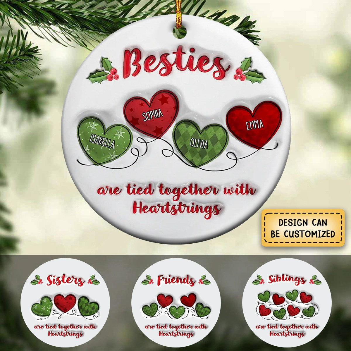 The Heartstrings Of Best Friends And Friends-Personalized Ceramic Ornament