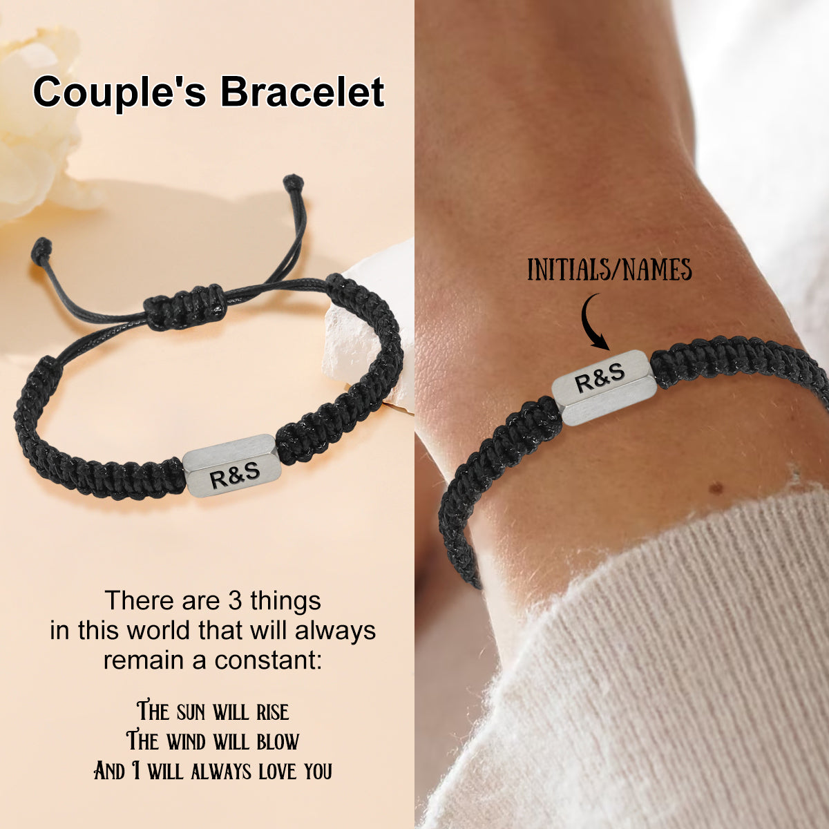 Personalized Custom Name&Initial Engraving Bracelet - Gift For Couples