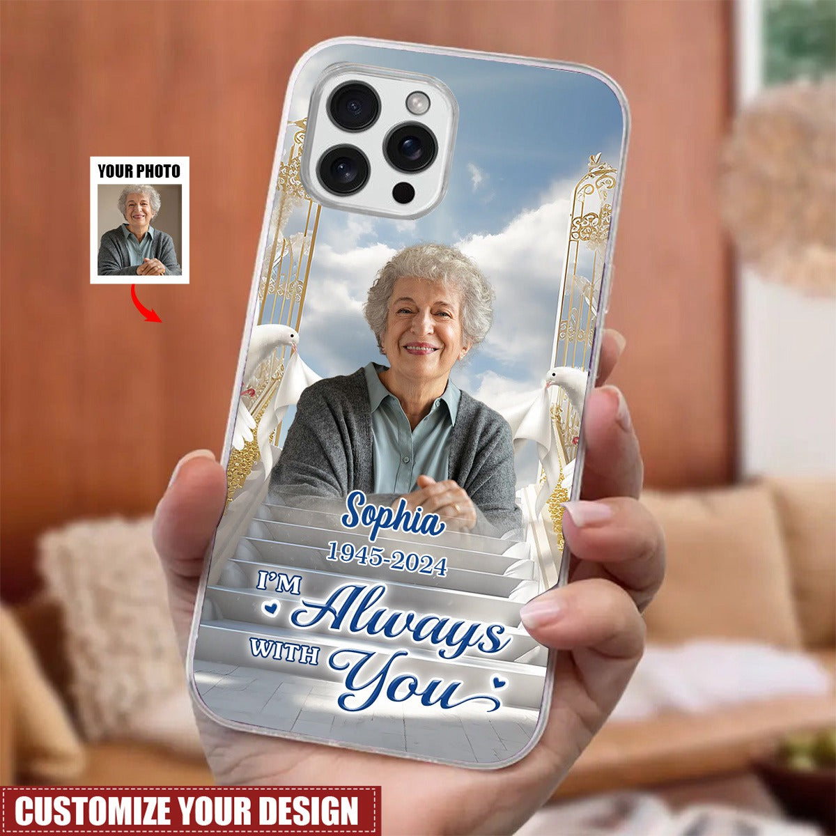 Custom Photo A Big Piece Of My Heart Lives In Heaven - Memorial Personalized Custom Clear Phone Case