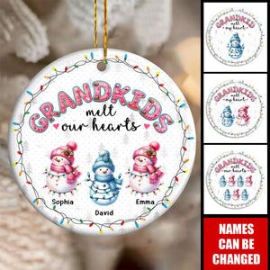 Personalized Gift For Grandparents Circle Ceramic Ornament