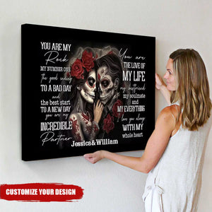 Sugar Skull Personalized Canvas - Gifts For Couples