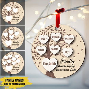 Where Life Begins And Love Never Ends - Personalized 2 Layer Wood Ornament, Gift For Family