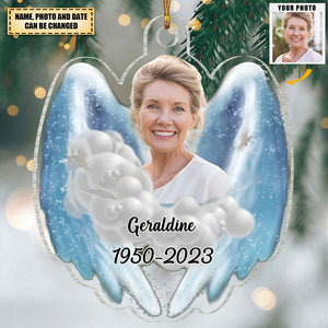 Upload Photo Memorial Wings Family Loss Personalized Acrylic Ornament