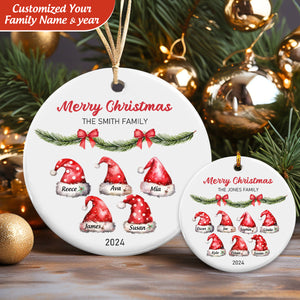 Personalized Christmas Santa Hat Ceramic Ornaments-Gift For Family