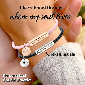 I Love You Forever - Personalized Couples Engraved Leather Bracelet