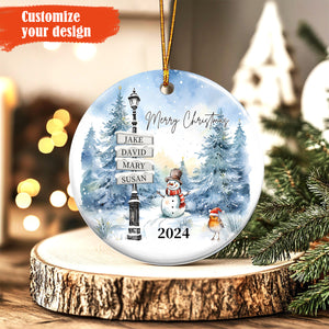 Merry Christmas - Personalized Family Ceramic Ornament