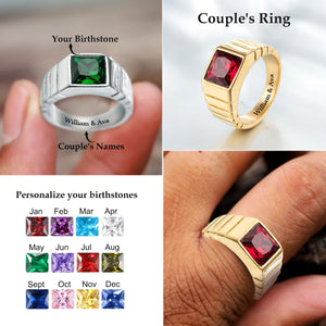 I Love You Forever - Personalized Birthstones Signet Rings