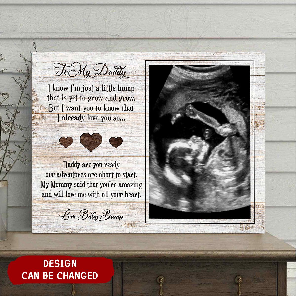 Gift For Dad To Be From Bump, Pregnancy Announcement Personalized Canvas