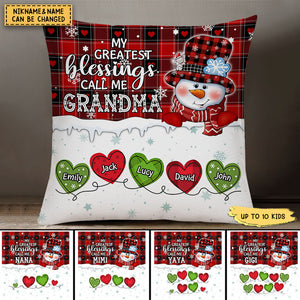 Greatest Blessings Call Me Nana Personalized Pillow